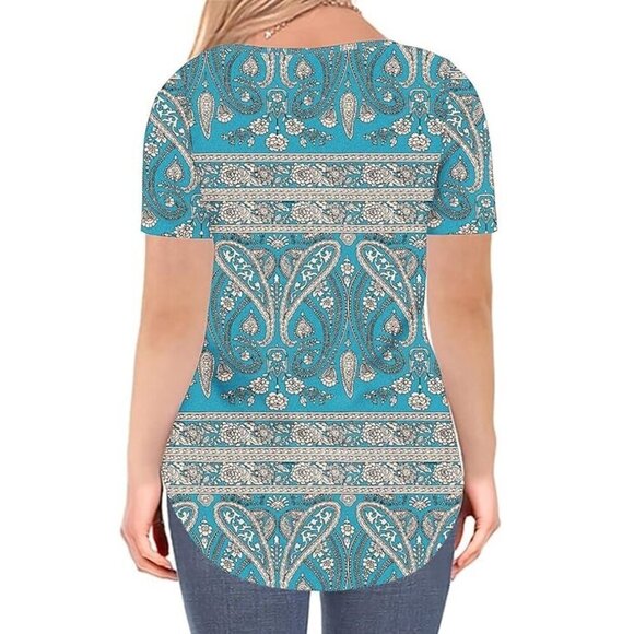 NWT ROSRISS Tunic Casual Summer V Neck Short Sleeve Tunics Blouse - Size 14W - Picture 3 of 12